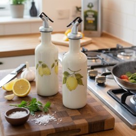 Resim Tasarım Limon Desenli Porselen Yağdanlık 