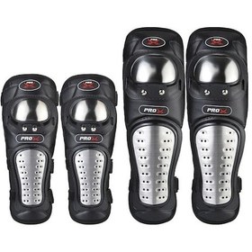 Resim Cbtx Global Pro-biker Rh-1010 Motosiklet Sıcak Tutma Anti-düşme Paslanmaz Çelik Koruyucu Dişli Diz + Dirsek Pedleri Gümüş - Siyah 