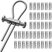 Resim 30 adet Paslanmaz Çelik Tel Halat Kelepçesi Vidalarla - Çift Delikli Kablo Sıkma Halkaları, Ayarlanabilir ve Yeniden Kullanılabilir 1-2.5mm Çelik Teller için, Endüstriyel Askı ve Güvenli Bağlama için Mükemmel 