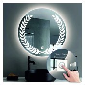 Resim Dnr-MirrorDnr-Mirror 80 cm Beyaz Ledli Tasarım Kumlamalı Dokunmatik Tuşlu Banyo Aynası Makyaj Aynası Işıklı Ayna 