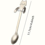 Resim Sevimli Kawaii Kedi Kaşığı: Paslanmaz Çelik Kahve İçme Aracı 