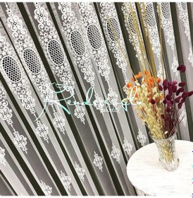 Resim Tül Perde Bohrerli Delik Işi Dokuma Tül Perde Ekru 