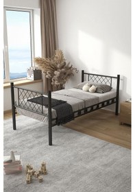 Resim Argimo Metis Tek Kişilik Metal Siyah Karyola 90x190 