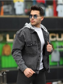 Resim Erkek Kar Yıkama Kapüşonlu Çıkarılabilir Kapüşonlu Oversize K... Antrasit - Siyah 