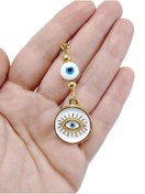 Resim biuti Altın Kaplama Beyaz İkili Nazar Boncuğu Araba Dikiz Ayna Süsü Lüks Yeni Araba Hediyesi 