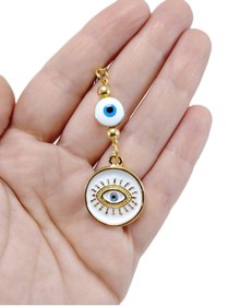 Resim biuti Altın Kaplama Beyaz İkili Nazar Boncuğu Araba Dikiz Ayna Süsü Lüks Yeni Araba Hediyesi 