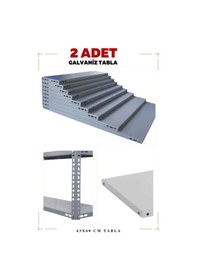 Resim 2 Adet Galvaniz Çelik Raf Tablası - Depo, Arşiv, Kiler, Dosya, Market Rafı 43x60 Cm-0.70 Mm 