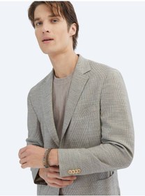 Resim Kip Kahverengi Desenli Modern Fit Ceket Kahverengi 