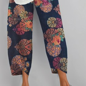 Resim Kadın Rahat Bilek Pantolonu, Cepli, Geometrik Desenli, Bol Kesimli, Orta Bel, Polyester %95 Elastan %5, Dokuma Kumaş, Tüm Mevsimler, Günlük Hafta Sonu Giyim 