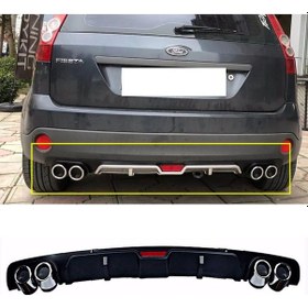 Resim Ford Fiesta Siyah Difüzör 4 Krom Egzoz Görünümlü Difizör Arka Ek Body Kit 2003 - 2008 Uyumlu 