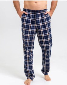 Resim Monoteks Ev Pantolonu Kareli Pamuk 278920686 Mavi 