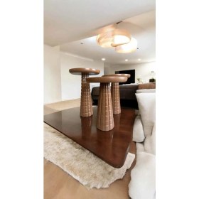 Resim Ahşap Mantar Sehpa 3lü Kahverengi Renk Doğal Zigon Fiskos 