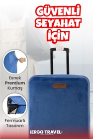 Resim Ergo Travel Valiz Koruma Kılıfı Kadife Kılıf - Lacivert - Büyük Boy | 
