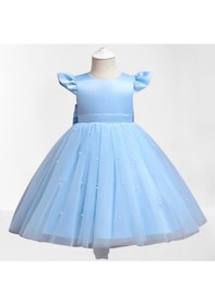 Resim Kız Çocuk Bebe Mavisi Doğum Günü, Parti,Mezuniyet, Prenses Elbise Mavi 