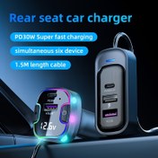 Resim PD 30W ve QC 3.0 ile 5'li USB Araç Şarj Cihazı, LED Nefes Alan Işık, Evrensel USB Cihazlarla Uyumlu, Erkekten Dişiye Bağlantı, 1.5m Uzatma Kablosu, Birden Fazla Cihaz İçin Hızlı Şarj - ≤36V Çalışma Gerilimi 