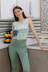 Resim Akbeniz Kadın Crop Büstiyer Tayt Alt Üst Takım Suyeşili 5910 SU YEŞİLİ 