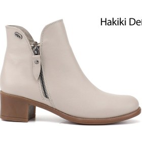 Resim Gönderi(R) Gönderi R Kadın Bej Antik Çift Fermuarlı Kalın Topuklu Hakiki Deri Bot Gkzb13452424 Bej 