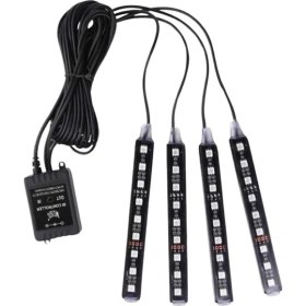 Resim Araç Içi Aydınlatma Kumandalı 12 LED Ayak Altı LED Ambiyans Işığı Sese Duyarlı Kumandalı 