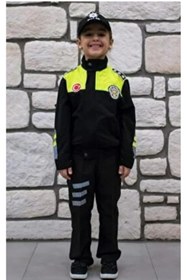 Resim Uğur Böceği Çocuk Dünyası Uğur Böceği Çocuk Montlu Polis Takımı Trafik Sarı 