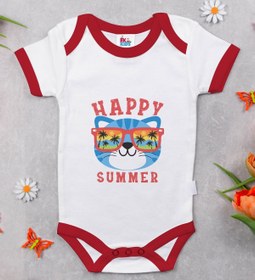 Resim Bitmeyen Kartuş Bk Kids Happy Summer Tasarımlı Kırmızı Bebek Body Zıbın-1 