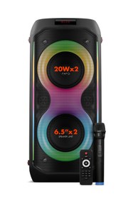 Resim Powerway Duo Taşınabilir Mikrofonlu 20x2 W Karaoke Ses Kayıt Bluetooth Hoparlör Led Işıklı 