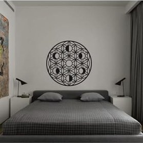 Resim Karakoç Eğitim Araçları Ahşap Ay Evreleri Ve Yaşam Çiçeği Duvar Süsü Ay Döngüsü Kutsal Geometri Tablo Metal Değildir 