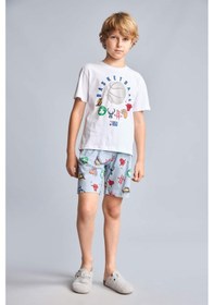 Resim Defacto Nba Lisanslı Regular Fıt 2li Pijama Takımı Erkek Çocuk H3541a826smwt34 Beyaz-wt34 