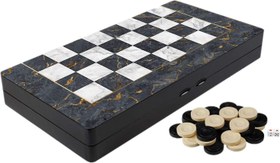 Resim Mermer Desenli Küçük Tavla 