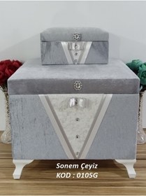 Resim Hasret Çeyiz Söz Nişan Bohça Gelin Damat Çeyiz Sandık 2li 0105g 