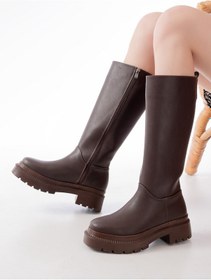 Resim 236-340 Kahverengi Fermuarlı Günlük Kadın Çizme Resimdeki Renk 