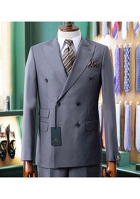 Resim İlayda Emir Slim Fit, Kırlangıç Yaka, 6 Drop, Erkek Takım Elbise Düğün Nişan Damatlık Kombin Gri 