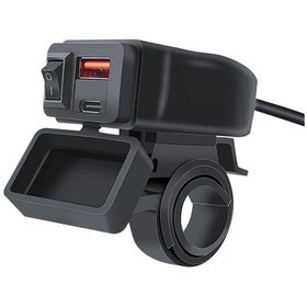 Resim Synodicmonth Evrensel Motosiklet Usb+tip-c Şarj Cihazı Qc3.0 Gidondan Hızlı Şarj Su Geçirmez Soket Adaptörü 