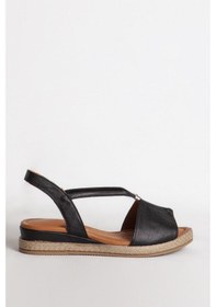 Resim Siyah Dericlub 1276 Gerçek Deri Kadın Sandalet Siyah 
