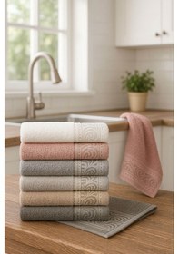 Resim 6'lı Mutfak Havlusu Seti 30x50 Cm %100 Pamuklu Derya Çok Renkli 