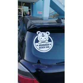 Resim Arabada Bebek Var Araba Cam Sticker 24X28CM 2 Elli 