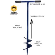 Resim Manuel Toprak Burgusu Ağaç Fidan Çit Direği Dikme Aparatı 