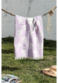 Resim %100 Pamuklu 90X180 Peştemal Plaj Havlusu Kurukafa Jakarlı 