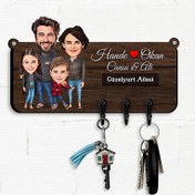 Resim 2 Çocuklu Aile Karikatürlü Anahtar Askısı 