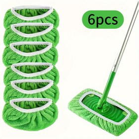 Resim 6 adet Süper Emici Mop Pedleri - Yeşil ve Gri, Polyester, Islak ve Kuru Temizlik Ev Zeminleri için İdeal, Emici Mop Pedleri, Dayanıklı Temizlik Pedleri, Mop Pedleri Yedekleri 