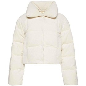 Resim Yalıtımlı Tüy Şişme Krem Kadife Ceket-11290 Krem 