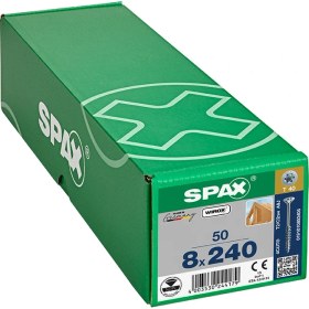 Resim Spax Ahşap Konstrüksiyon Vidası 8 x 240 Mm 50 Adet Yarım Dişli Havşa Başlı Wırox Kaplama 