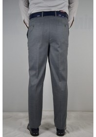 Resim Klasık Erkek Keten Desenlı Leros Kumaş Pantolon Füme 