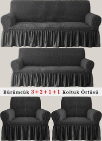 Resim StarMall Bürümcük Koltuk Örtüsü, Berjer, Çekyat Kılıfı 3211 Takım Antrasit 