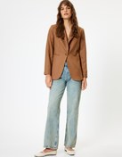 Resim Düz Paça Kot Pantolon Düğmeli - Straight Jeans 
