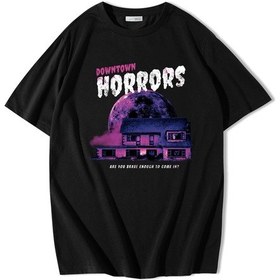 Resim Brz Collection Unisex Oversize Downtown Horrors T-shirt-siyah Siyah 