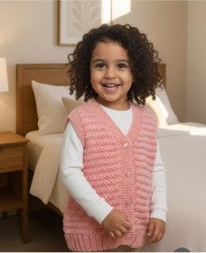 Resim Ercahome tekstil El Örgüsü Cotton İp Yavruağzı Kız Yelek 
