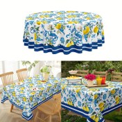 Resim 1 Adet Vintage Limon Çiçekli Masa Örtüsü - Polyester, Makinede Yıkanabilir, Yuvarlak, Dikdörtgen, Ev, Mutfak, Restoran, Parti, Festival İçin Dekoratif, İlkbahar Yaz Mutfak Aksesuarları 