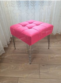 Resim Modern Dilim Puf Ayakucu Puf Gümüş Metal Ayak 45 45 Pembe 