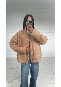 Resim Kadın Vizon Buklet Bomber Mont Ceket - 2024 Trend Ceket 001 