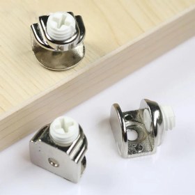 Resim Badem10 Raf Ahşap Cam Tutucu Cam Etejer Düz Metal Krom Plastik Vidalı 